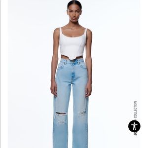 Zara ripped wide legged jeans - high waisted